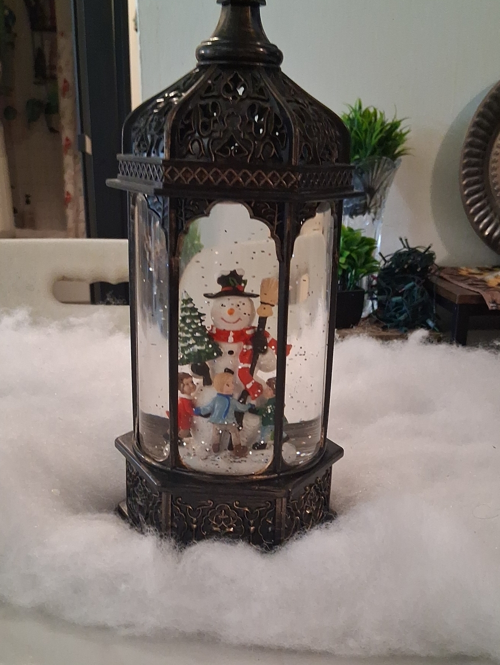Antique Bronze Snowman Lantern Holiday Decor - Brown/Black